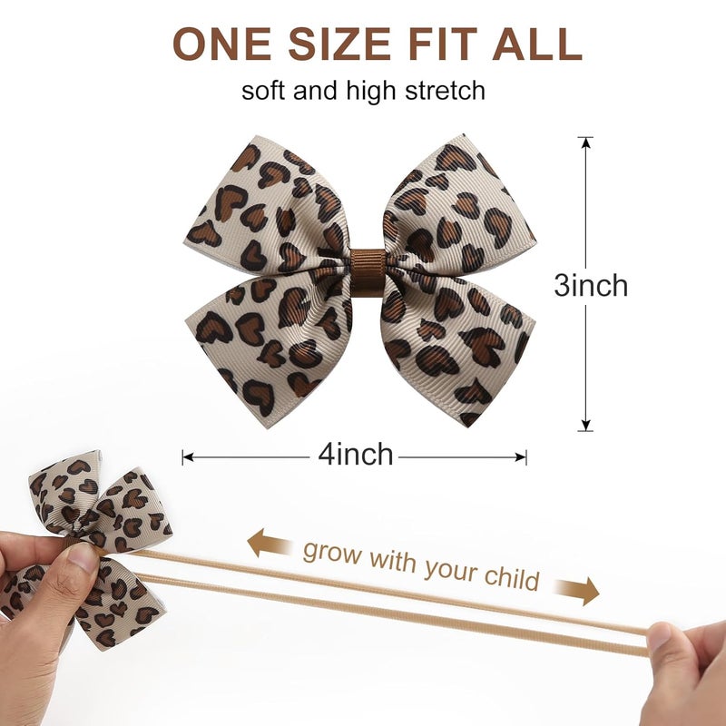 Fancheer Baby Girls Leopard Cheetah Print Bow Headband Infant Toddler Birthday Party Hair Accessories - Image 2